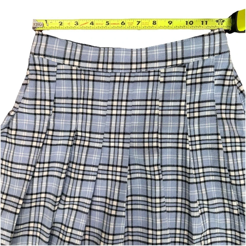 Hollister Ultra Women's High Rise Blue Plaid Pleated Pleated‎ Skirt Preppy XS - Picture 7 of 8